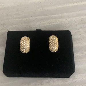 Sparkly, pave-style earrings in goldtone setting (costume jewelry)